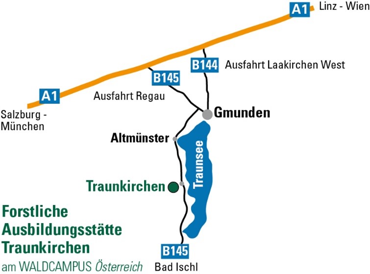 Illustrierter Anreiseplan nach Traunkirchen über die A1