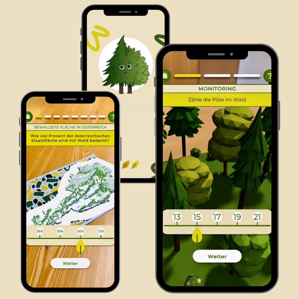 verschiedene Bildschirmansichten eines Handys von der APP Öswald