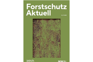 Cover des Magazins mit dem Bild einer vom Buchdrucker befallenen Rinde