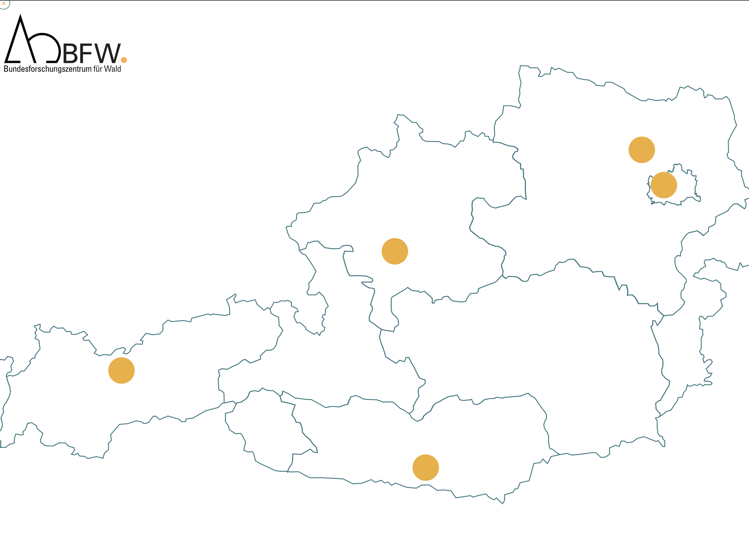 Karte mit BFW Standorten in Österreich
