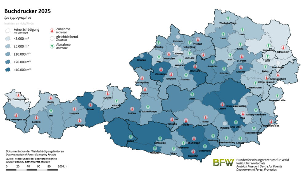 Österreichkarte mit den Bezirksgrenzen
